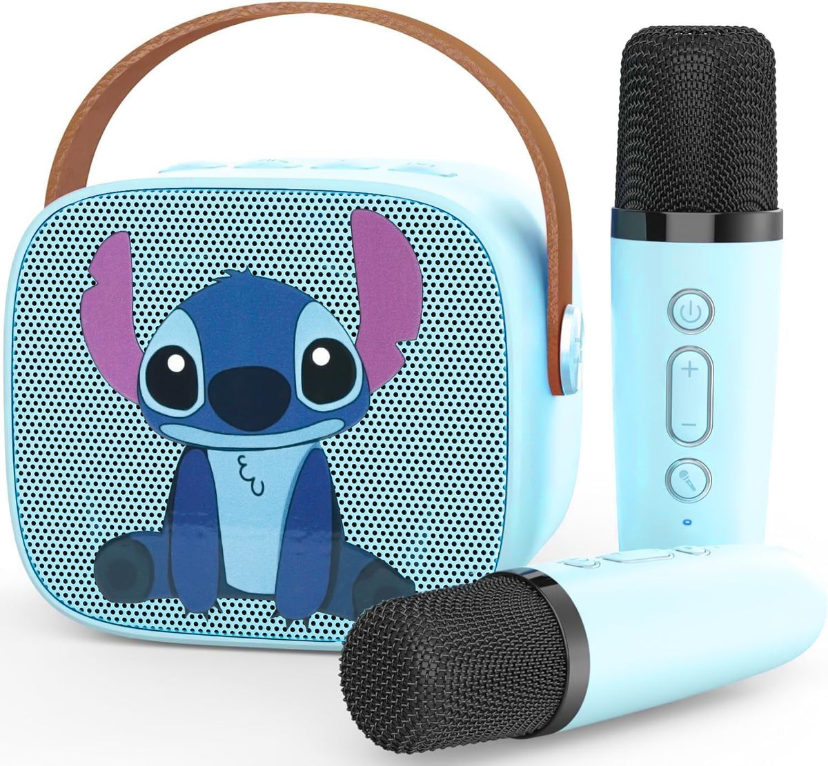 Blue Kids Karaoke Machine w/ 2 Wireless Mics & LED Party Lights