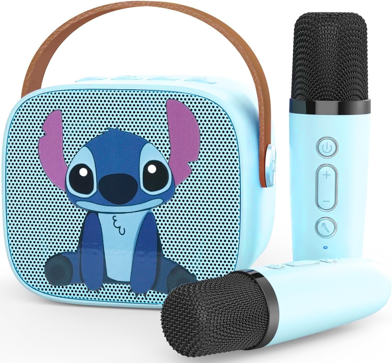 Blue Kids Karaoke Machine w/ 2 Wireless Mics & LED Party Lights