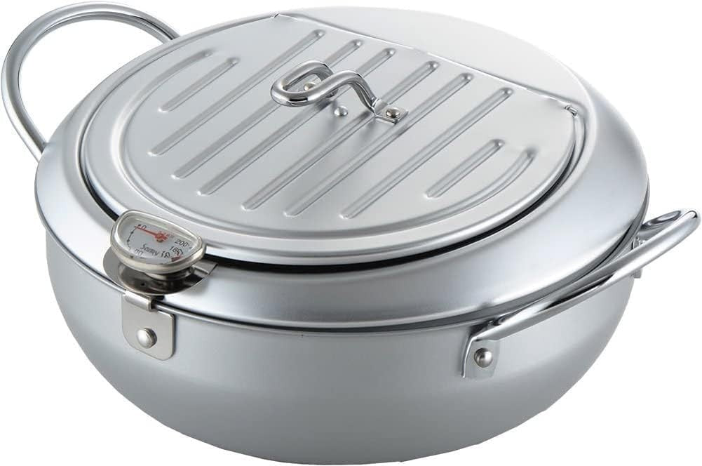 Japanese Tempura Deep Fryer Pot 3.1L With Lid Thermometer Iron