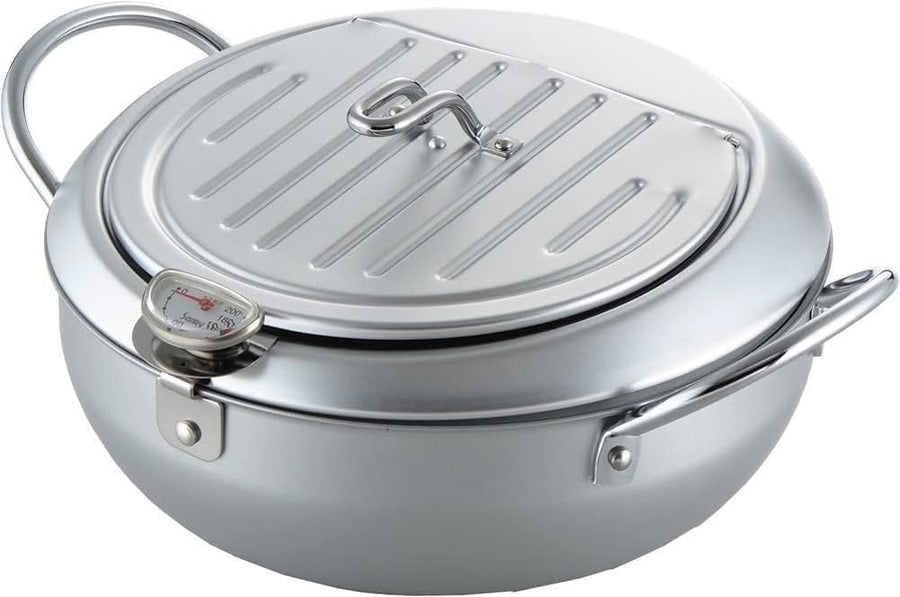 Japanese Tempura Deep Fryer Pot 3.1L With Lid Thermometer Iron