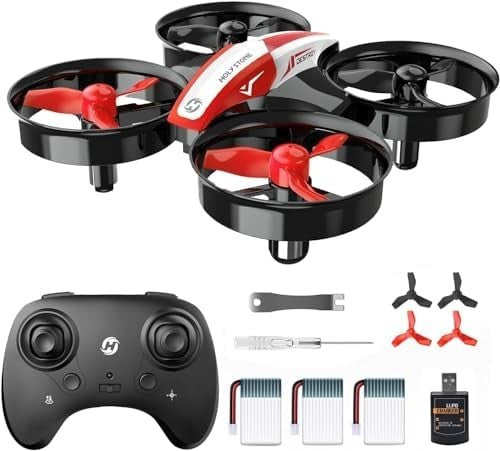 Mini Kids Drone with 3 Batteries, Auto Hover, 3D Flip & Headless Mode – Red