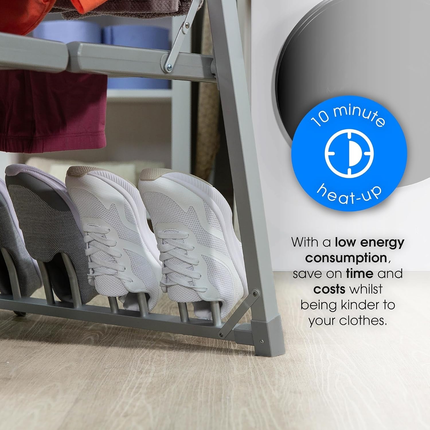 Heated Clothes Airer 3 Tier Electric Folding Drying Rack Indoor Energy