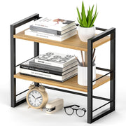 Wood Desk Shelf Organizer 2 Tier Desktop Storage Rack for Office Home Black