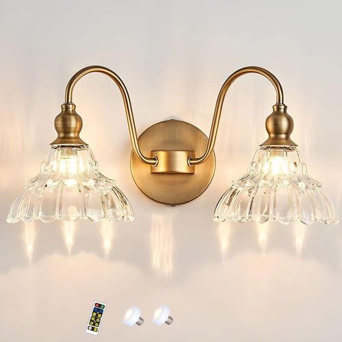 Wireless Battery Wall Sconces Set of 2, Remote Control & Dimmable LED Lights