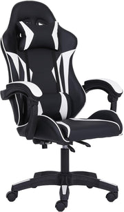 Ergonomic Gaming Chair w/ Lumbar Support Headrest Swivel White