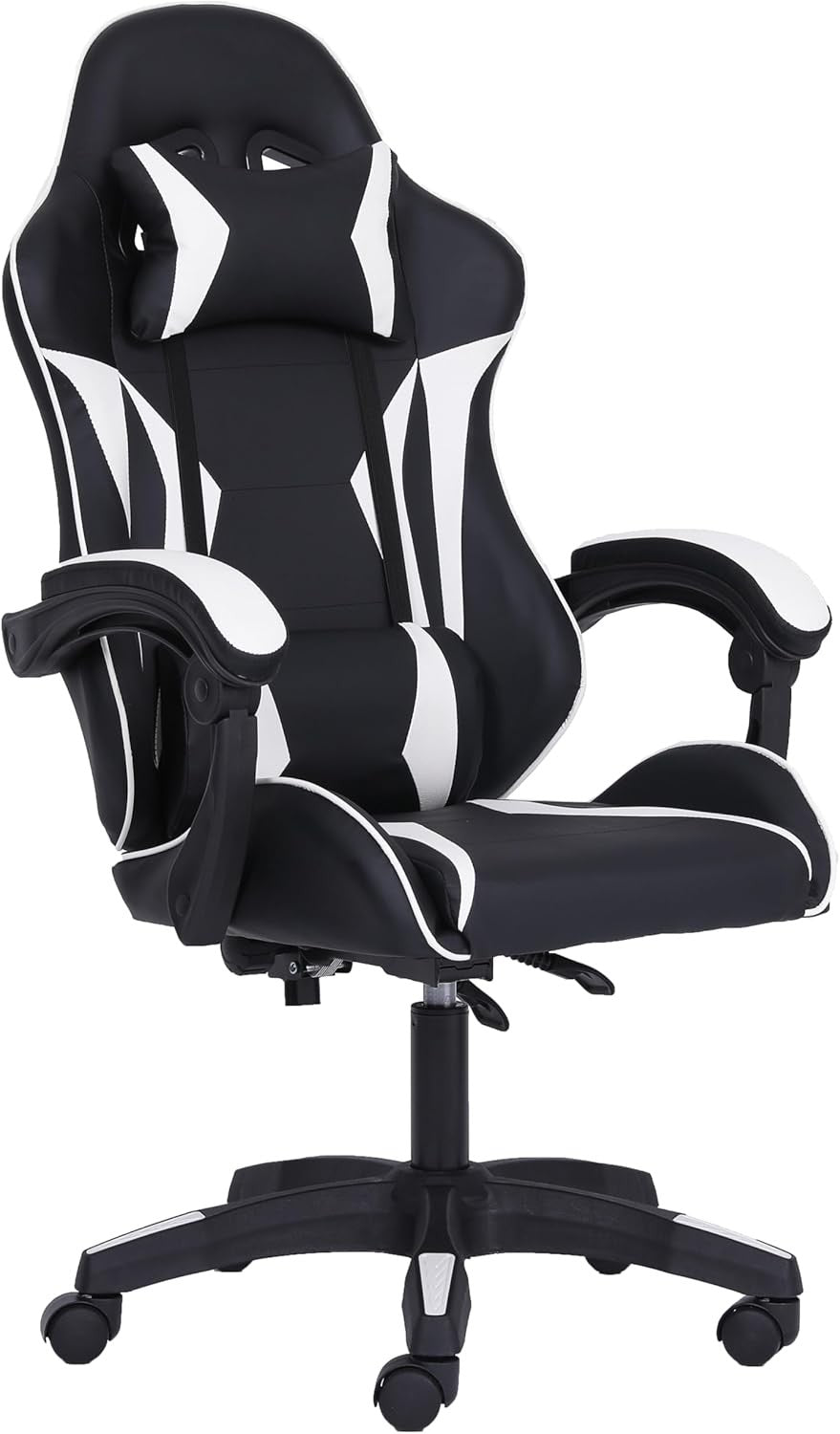 Ergonomic Gaming Chair w/ Lumbar Support Headrest Swivel White