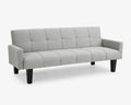 3 Seater Grey Sofa Bed Clic Clac Tufted Fabric Guest Sleeper Couch Modern