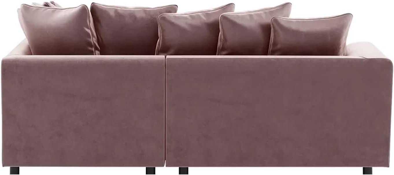 Pink Velvet 4 Seater Corner Sofa L Shape RH Chaise | Full Foam Seating