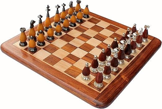 15" Luxury Wooden Chess Set – Acacia Inlaid Board + Brass & Wood Pieces