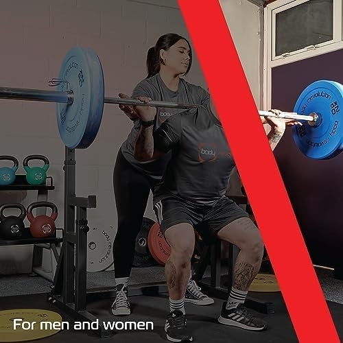 Adjustable Squat Rack with Dip Bars & Weight Plate Storage, Heavy Duty