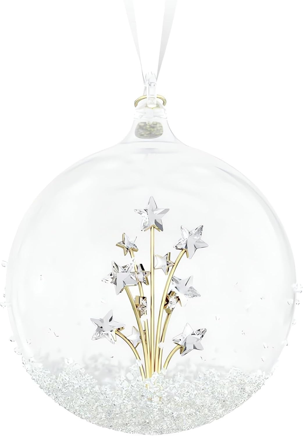 Luxury Crystal Firework Bauble 2024 • Clear Ornament with Gold Accents
