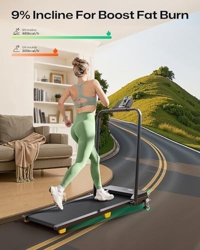 Walking Pad Treadmill 2.5HP 9% Incline Wide Belt Under Desk Foldable Quiet Home