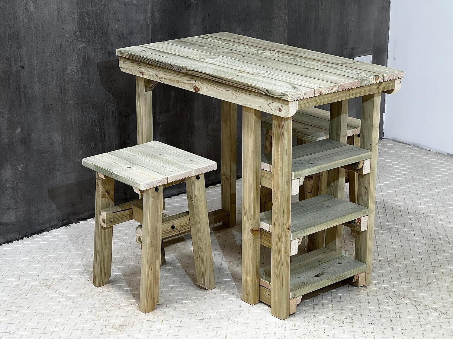 Wooden Garden Potting Table 106cm with 2 Chairs – Multi-Purpose Outdoor Bench