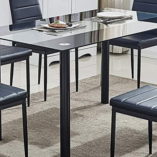 Rectangular Black & Clear Glass Dining Table Tempered Glass Table Only