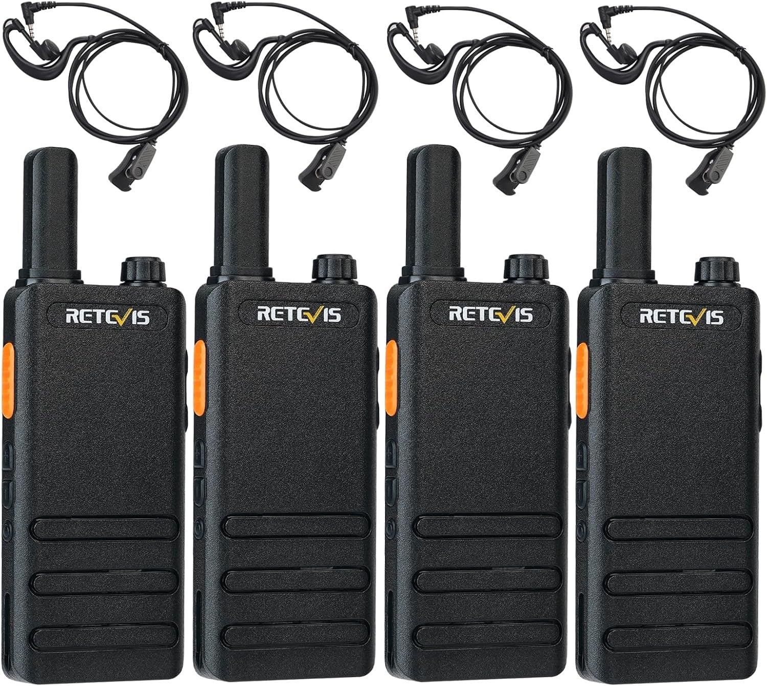 PMR446 Walkie Talkies 4 Pack USB-C Rechargeable VOX w Earpieces