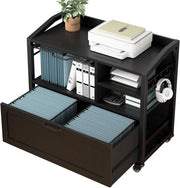 Black Oak Rolling Lateral File Cabinet Printer Stand Legal Letter