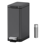 10L Slim Stainless Steel Step Trash Can Soft Close Pedal Bin Grey