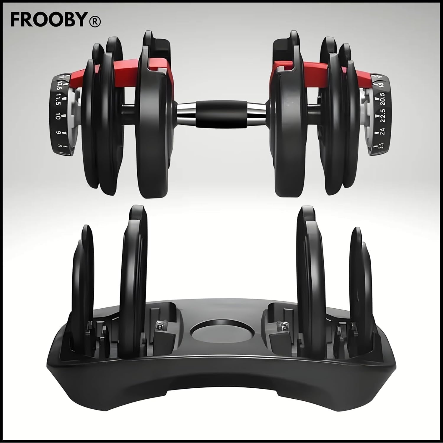 24kg Adjustable Dumbbell 15-in-1 Quick Dial Space Saving Home Gym Weight