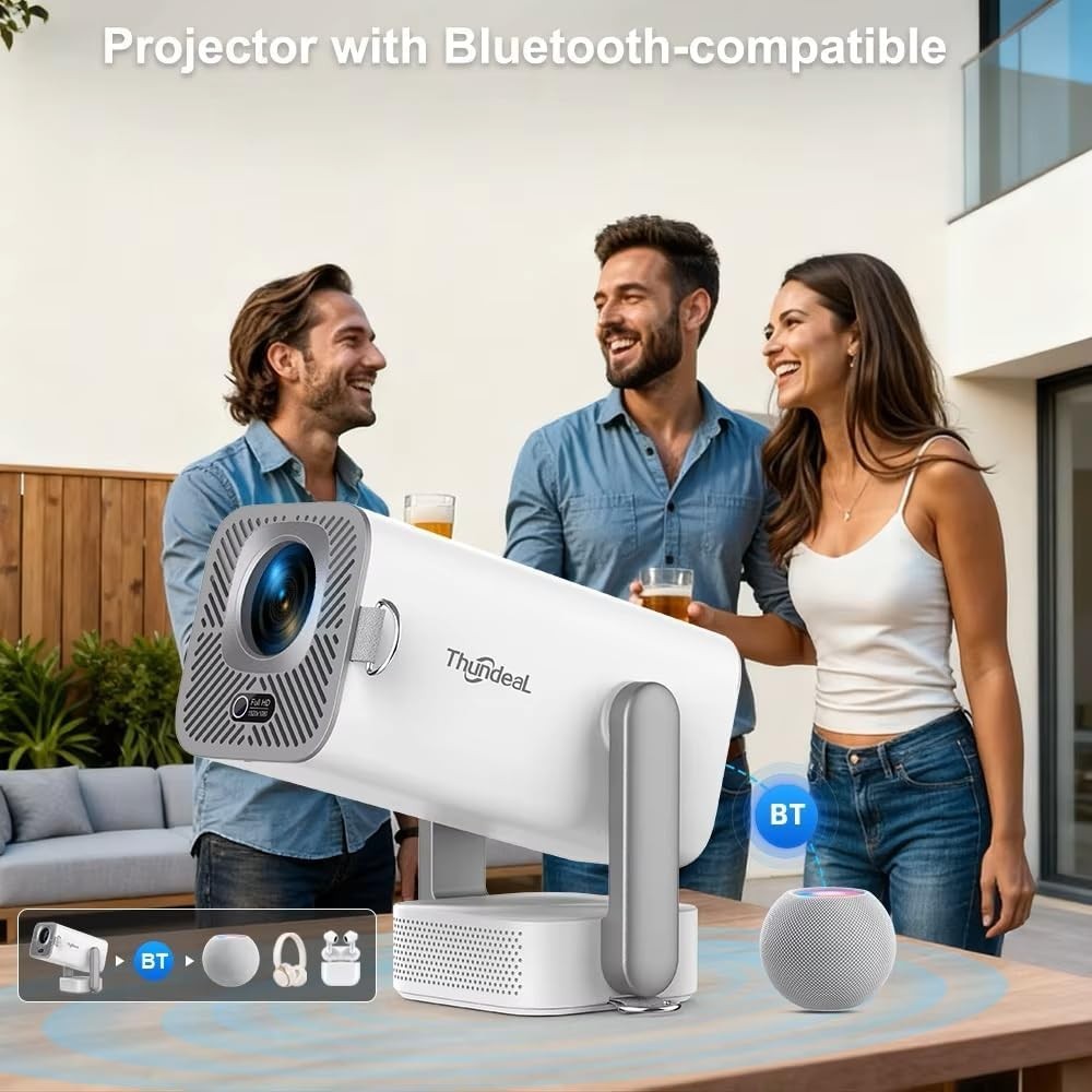1080P Smart Projector Android WiFi 6 Bluetooth 4K 3D Outdoor