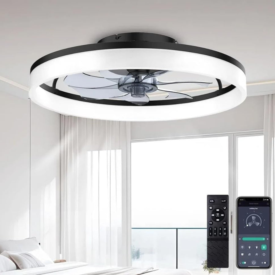 50cm Ceiling Fan Light, Smart Remote, Quiet 6-Speed Dimmable LED