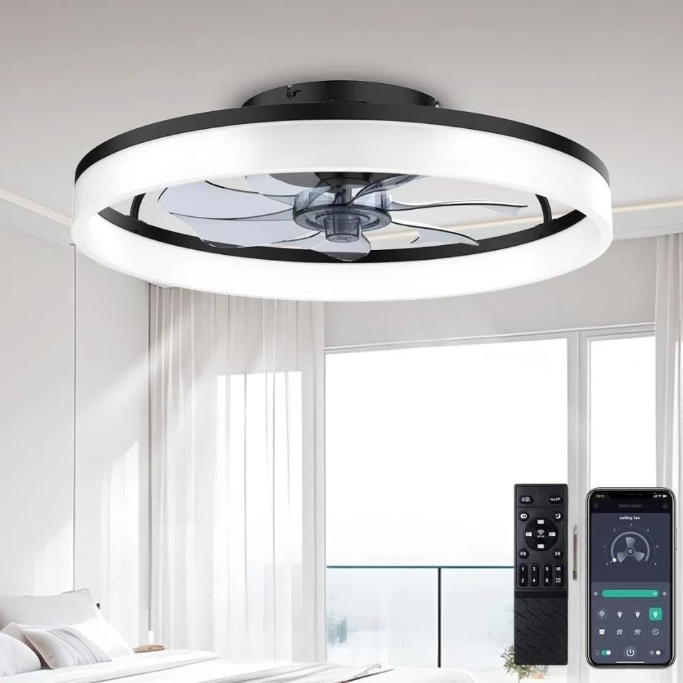 50cm Ceiling Fan Light, Smart Remote, Quiet 6-Speed Dimmable LED