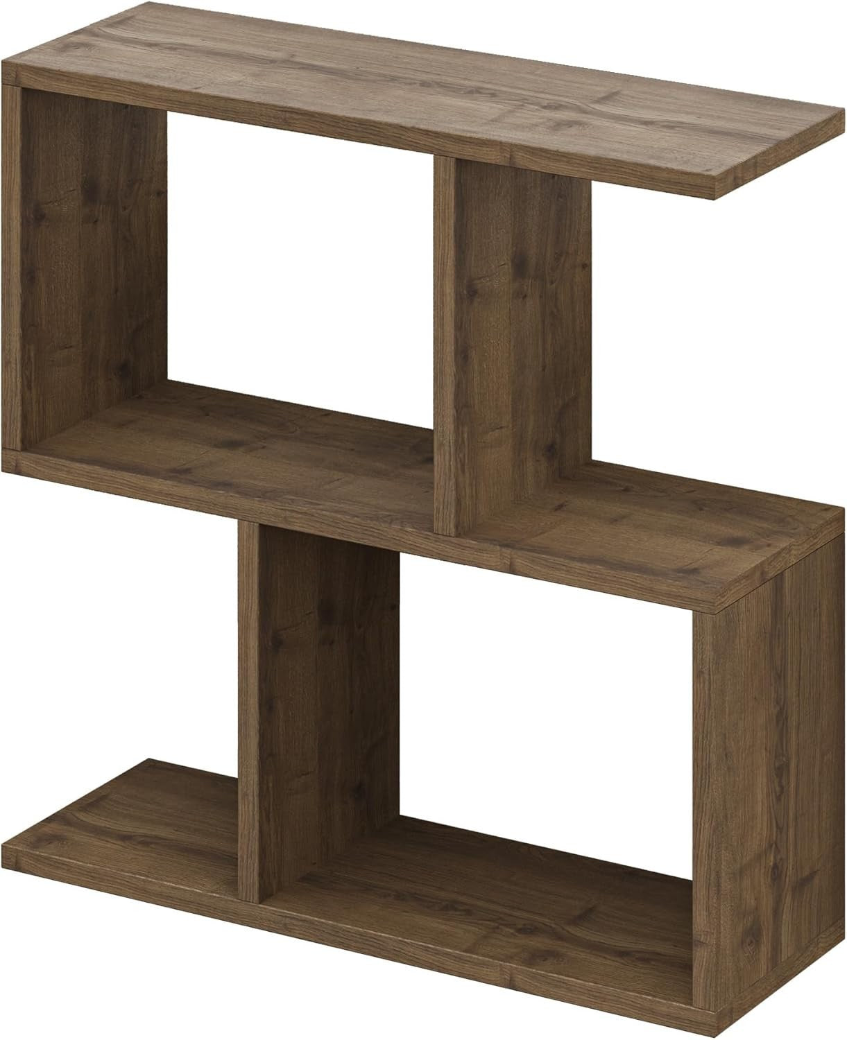 2-Tier Storage Side Table, End Table, Desk, Coffee Table Dark Oak 60x60cm