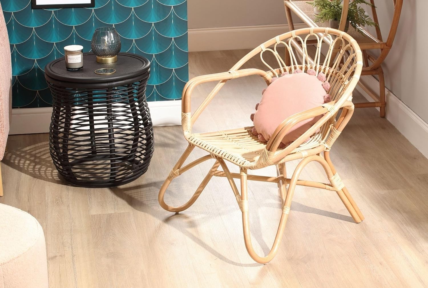 Nordic Rattan Wicker Armchair Indoor Cane Lounge Chair Living Room