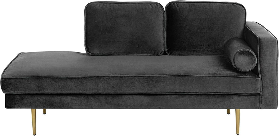 Black Velvet Glam Chaise Lounge Gold Legs Compact Stylish Reading Seat