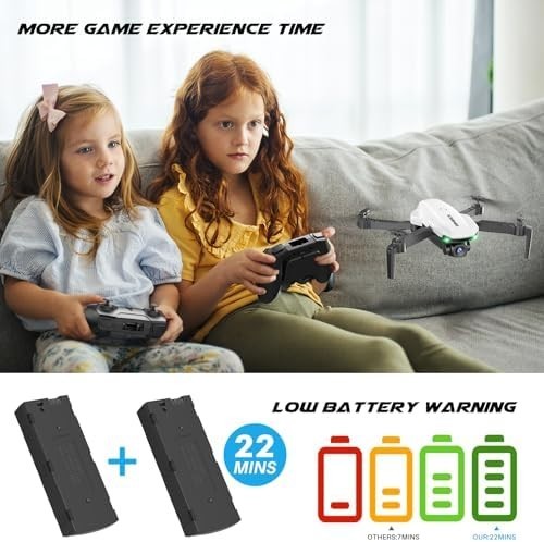 1080P Foldable Drone w/ Optical Flow Hover 360° Flip 2 Batteries Headless Mode
