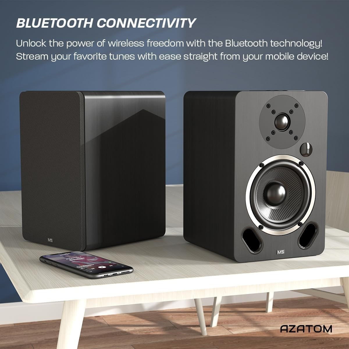 100W Bluetooth HDMI HiFi Bookshelf Speakers Carbon Fibre Driver Silk Tweeter