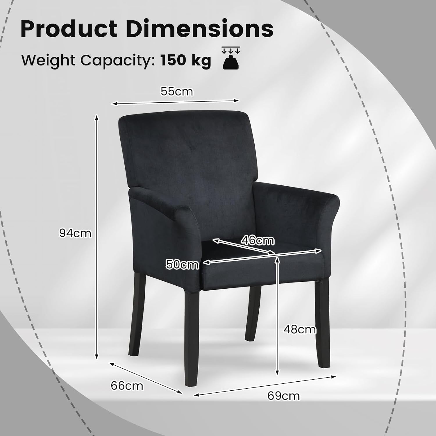 Velvet Accent Armchair Lounge Chair High Back Comfy Seat for Living Room