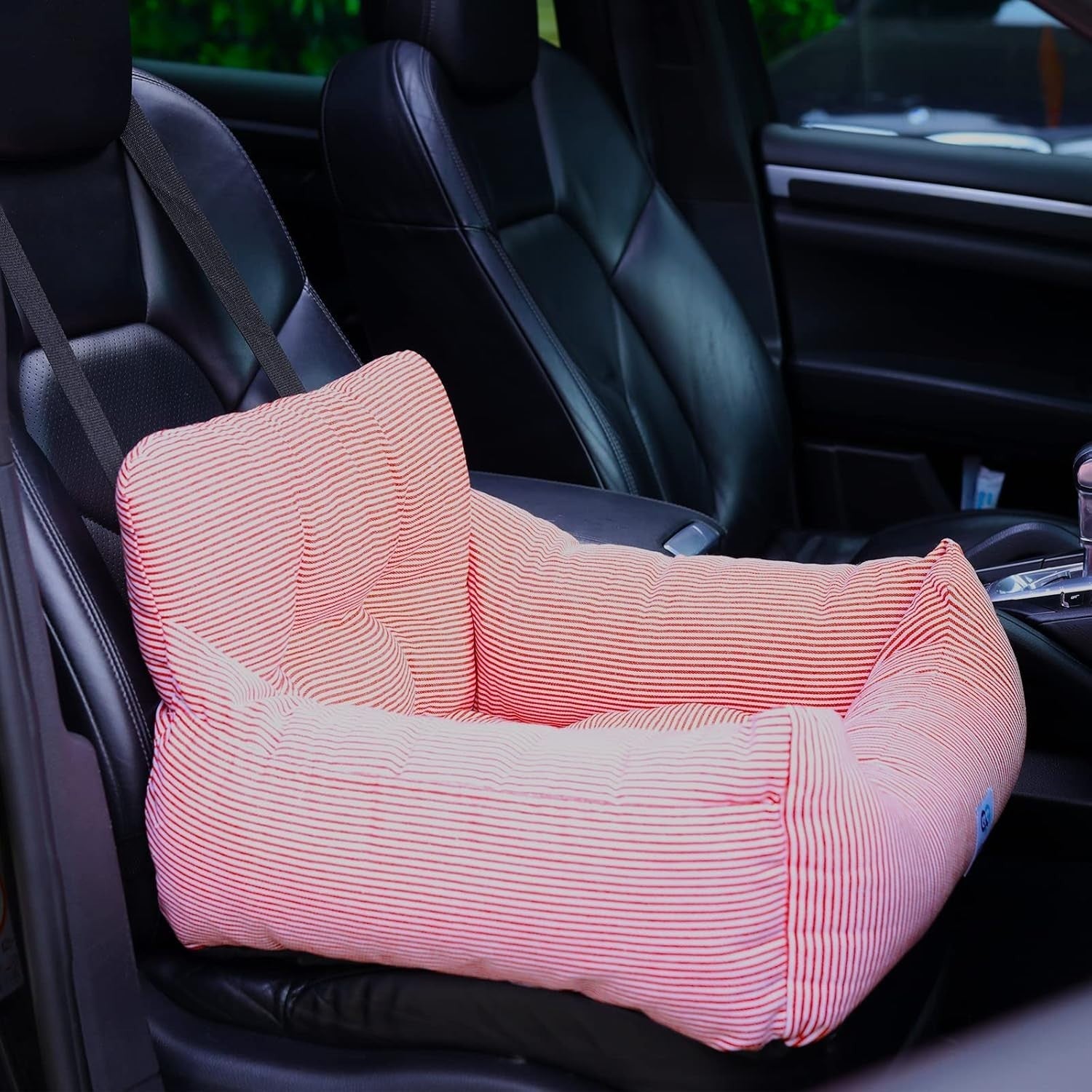 Dog Booster Car Seat Travel Bed Safety Seat Washable Red Stripe Small