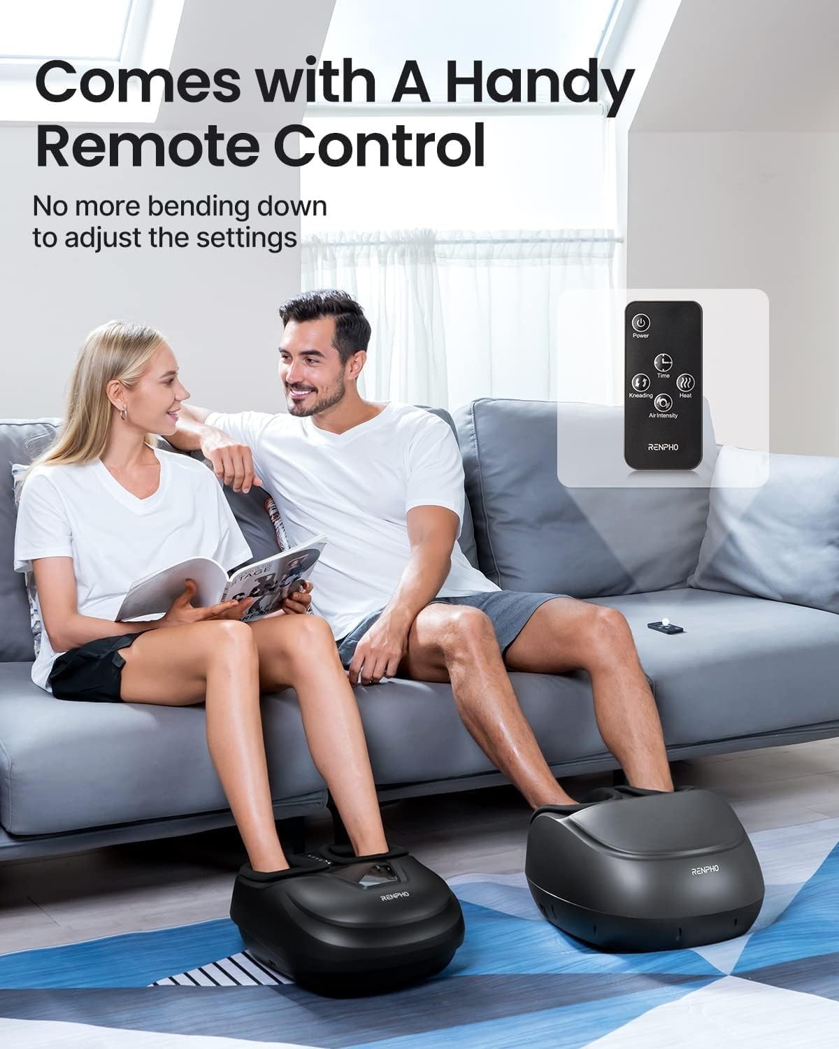 Deep Kneading Electric Foot Massager with Heat, Compression & Remote Control