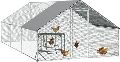 Walk In Chicken Run 3x6m Galvanised Coop with Cover & Shelf