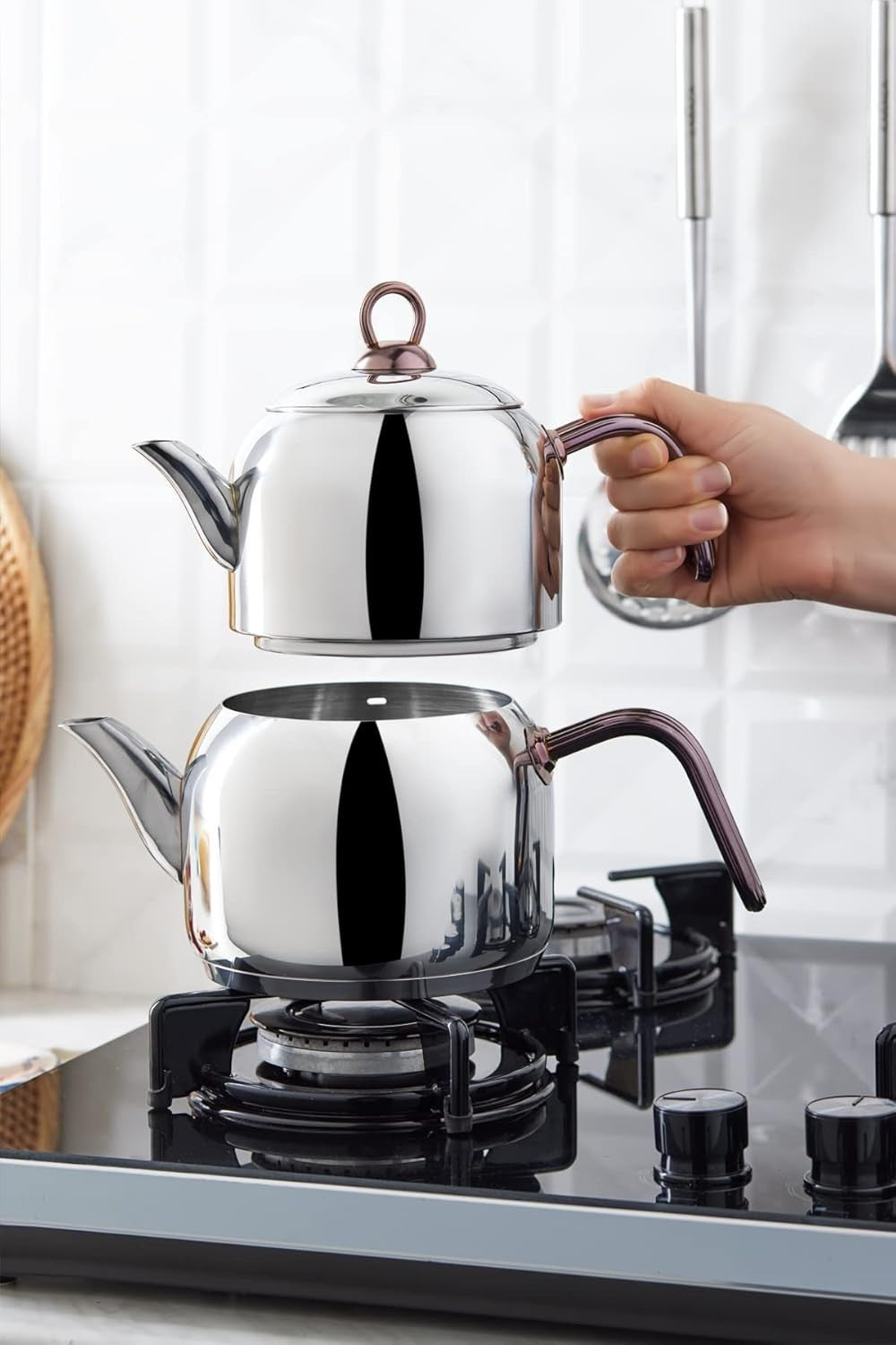 Stainless Steel Turkish Tea Maker Teapot Set 3.3L Induction Kettle