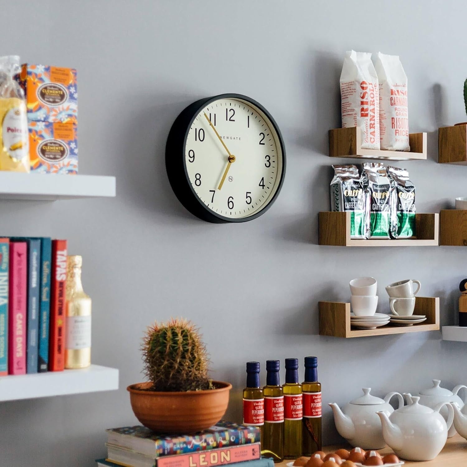 Silent Wall Clock 30cm Grey Metal Retro Modern Office Kitchen Decor