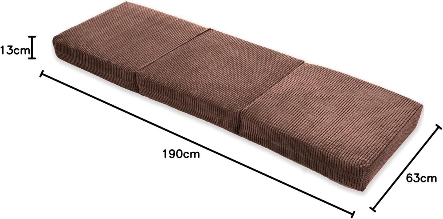 Z Bed Chair Futon Mattress Brown Fold Out Single Sofa Bed Footstool Seat