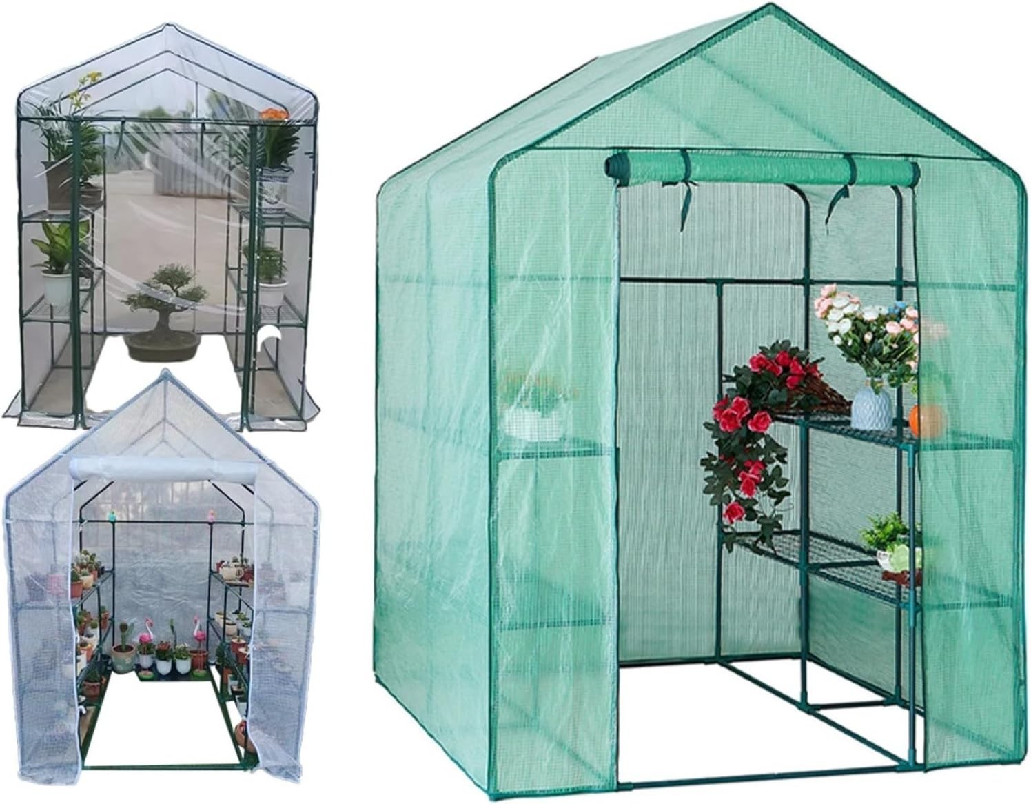 PVC Walk-In Greenhouse Plant Tent Waterproof Frostproof 143x143x195cm