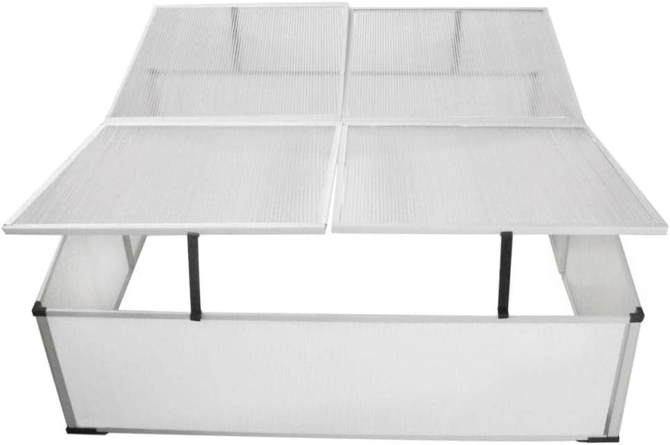 Cold Frame Greenhouse 108x110x41cm | 4-Lid Polycarbonate UV-Resistant Plant Box
