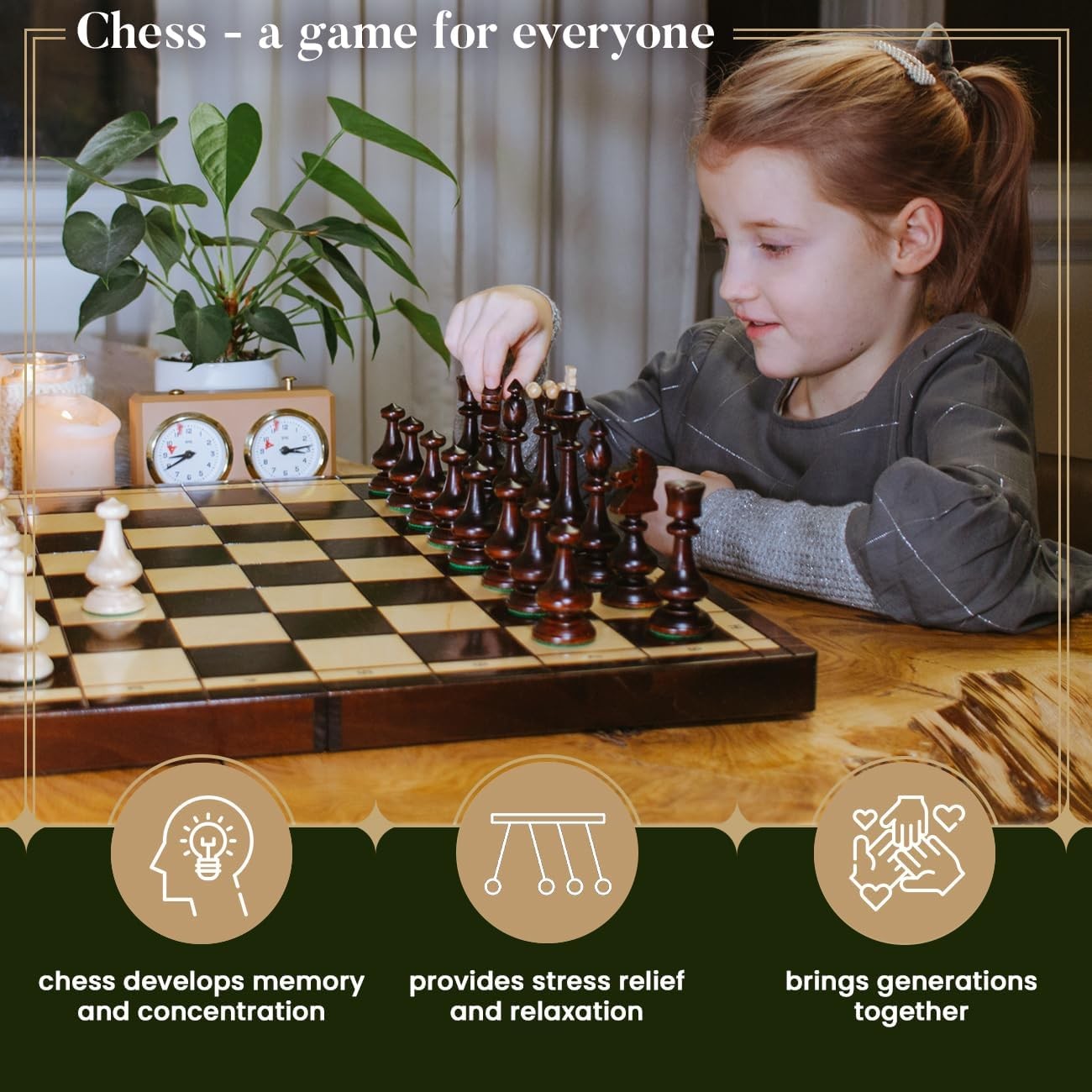 46cm Large Wooden Chess Set | Outlander Style Board | Premium Handmade Pieces