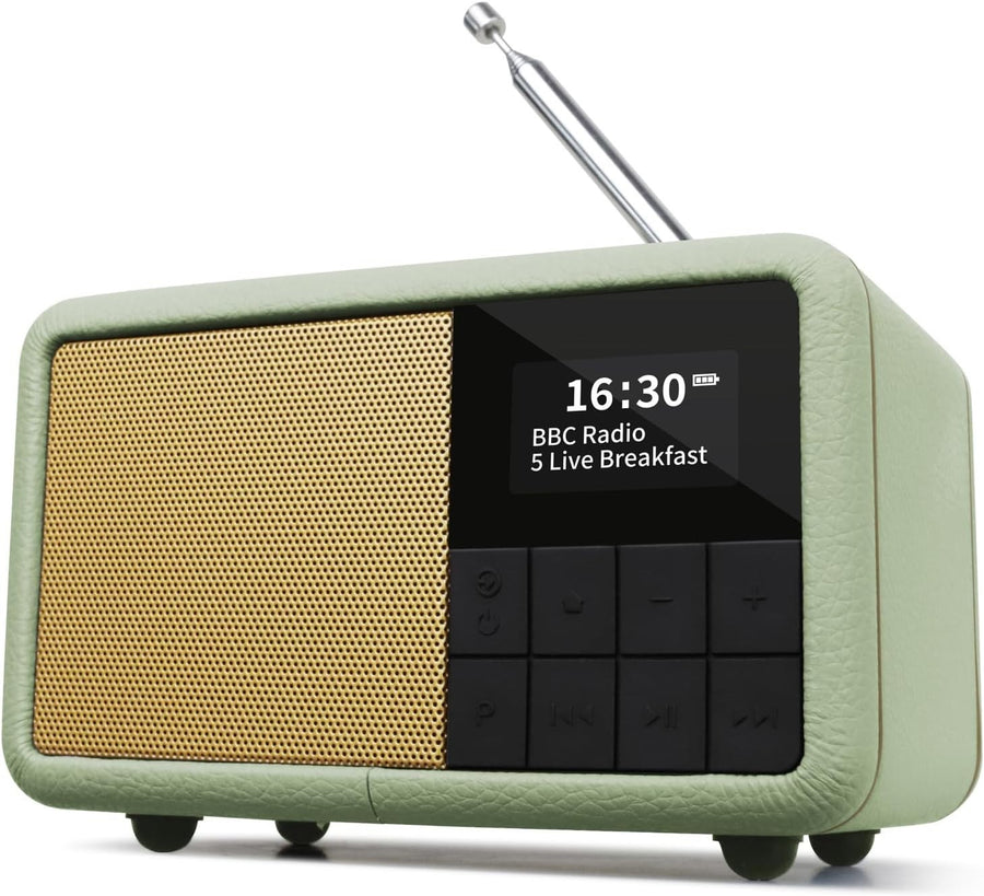 Portable DAB+ FM Radio Alarm Clock Bluetooth Waterproof 12hr Battery – Green