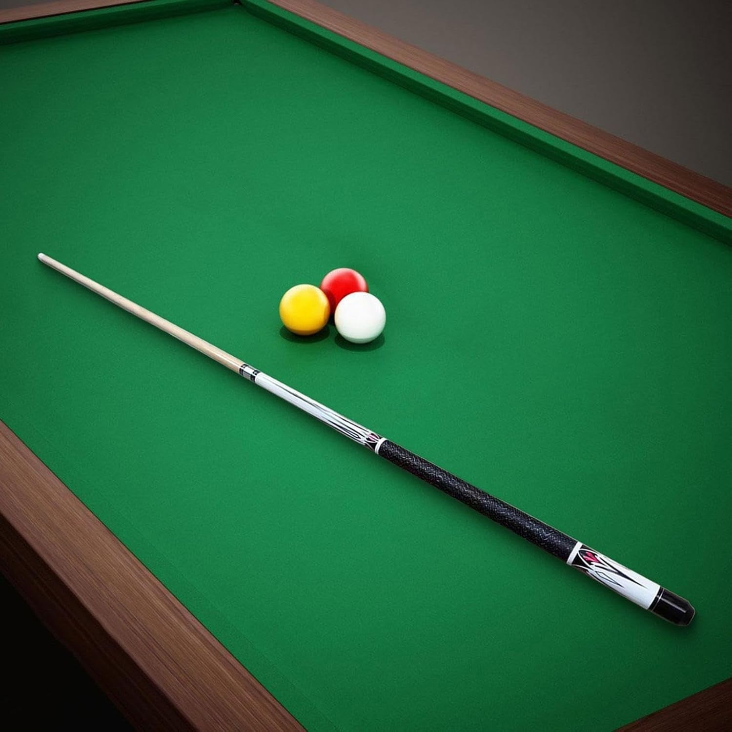 57in Pool Cue 13mm Tip 1/2 Joint Wood Steel Stylish Full Size