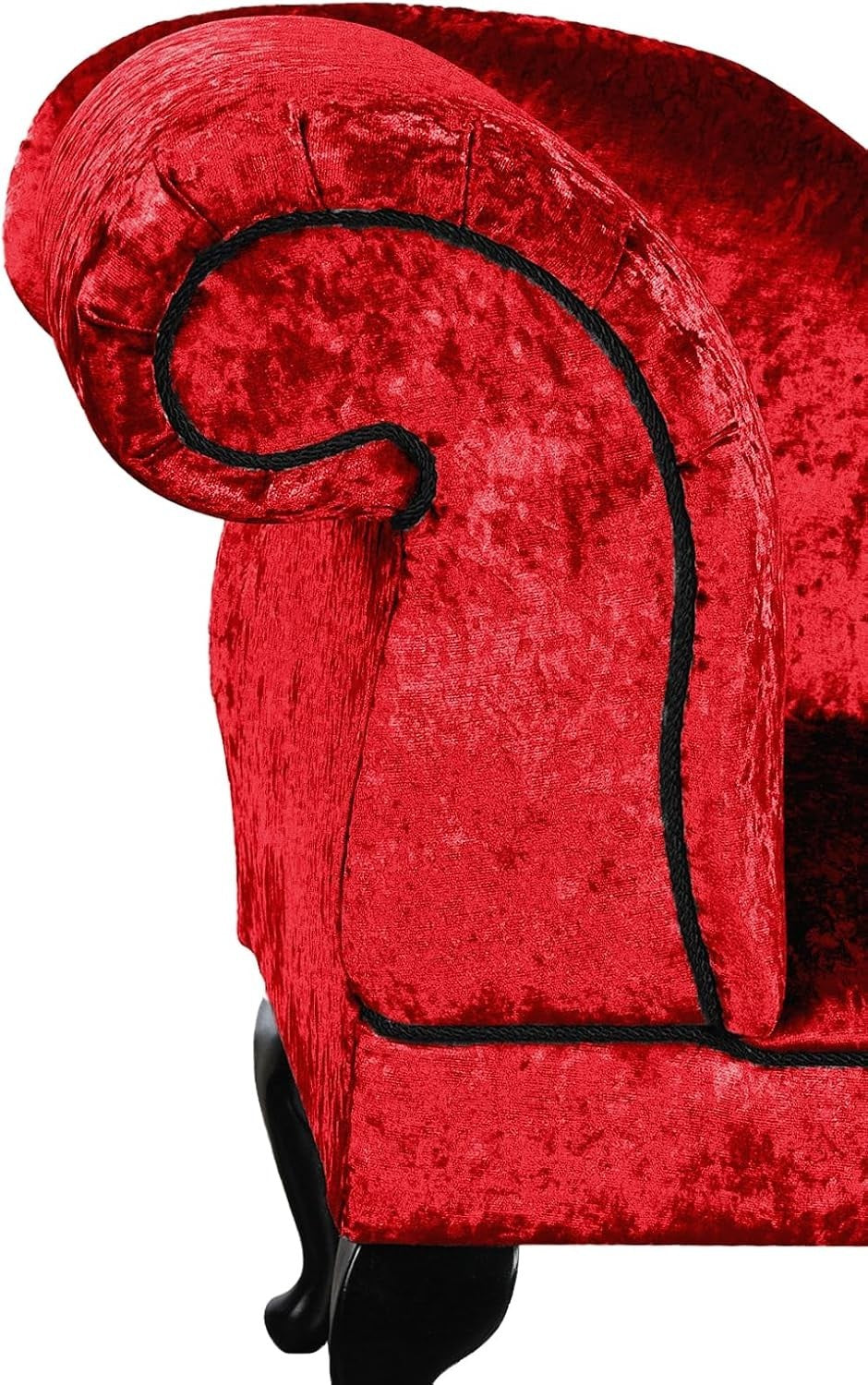 Luxury Red Velvet Chaise Lounge Left Hand – Handmade, Backless, UK Made