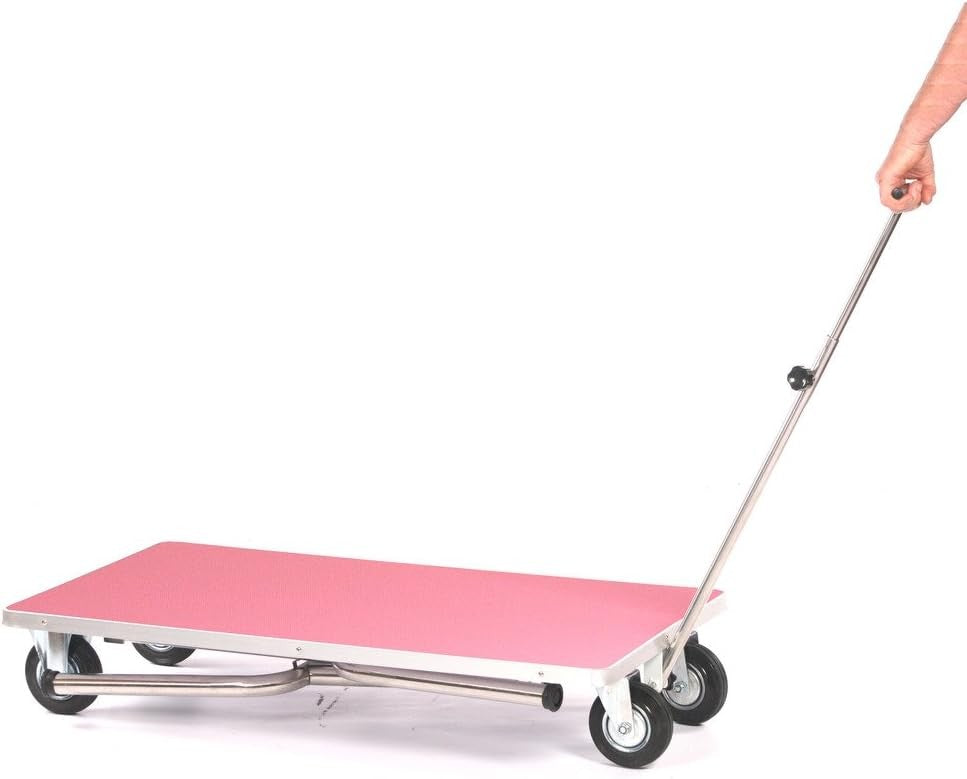 Mobile Dog Grooming Table Stainless Steel with Wheels Adjustable Arm Pink
