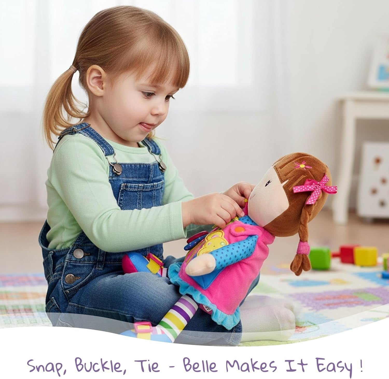 15.5” Montessori Dressing Plush Doll Toddler Learning Buckles Toy