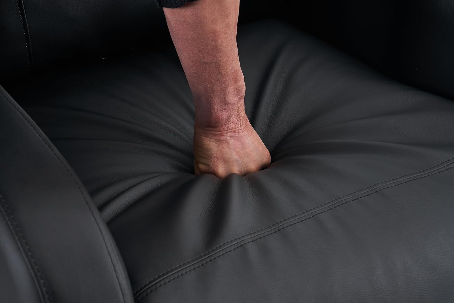 Recliner Armchair Black PU Leather Lounge Chair Adjustable Back & Footrest