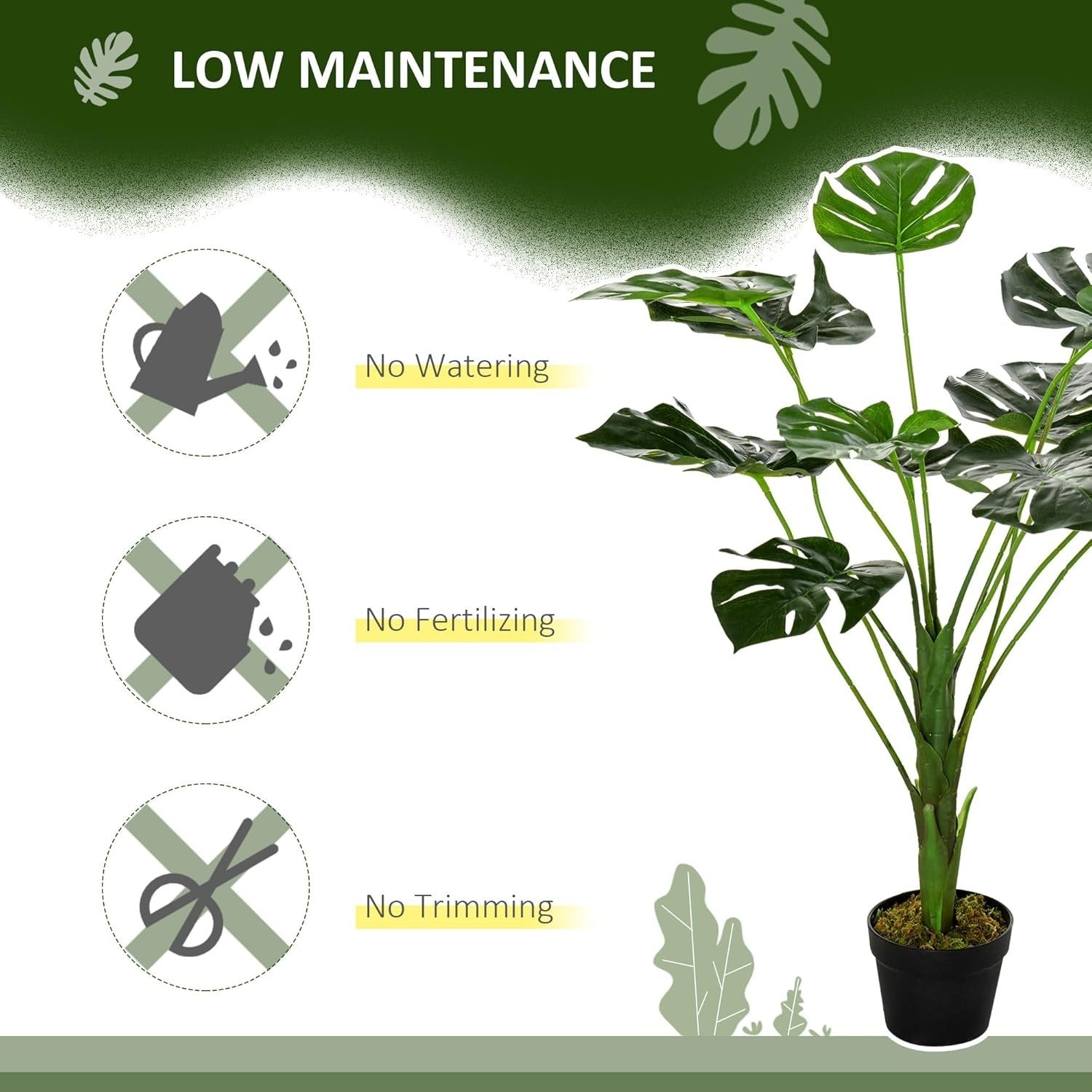 Set of 2 85cm Artificial Monstera Trees Potted Indoor Outdoor Home Garden Decor