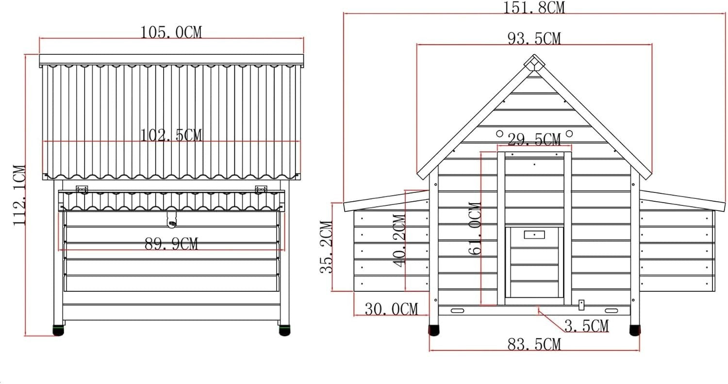 Large Wooden Chicken Coop Eco Roof Dual Pull Out Trays Nest Box 6–8 Birds