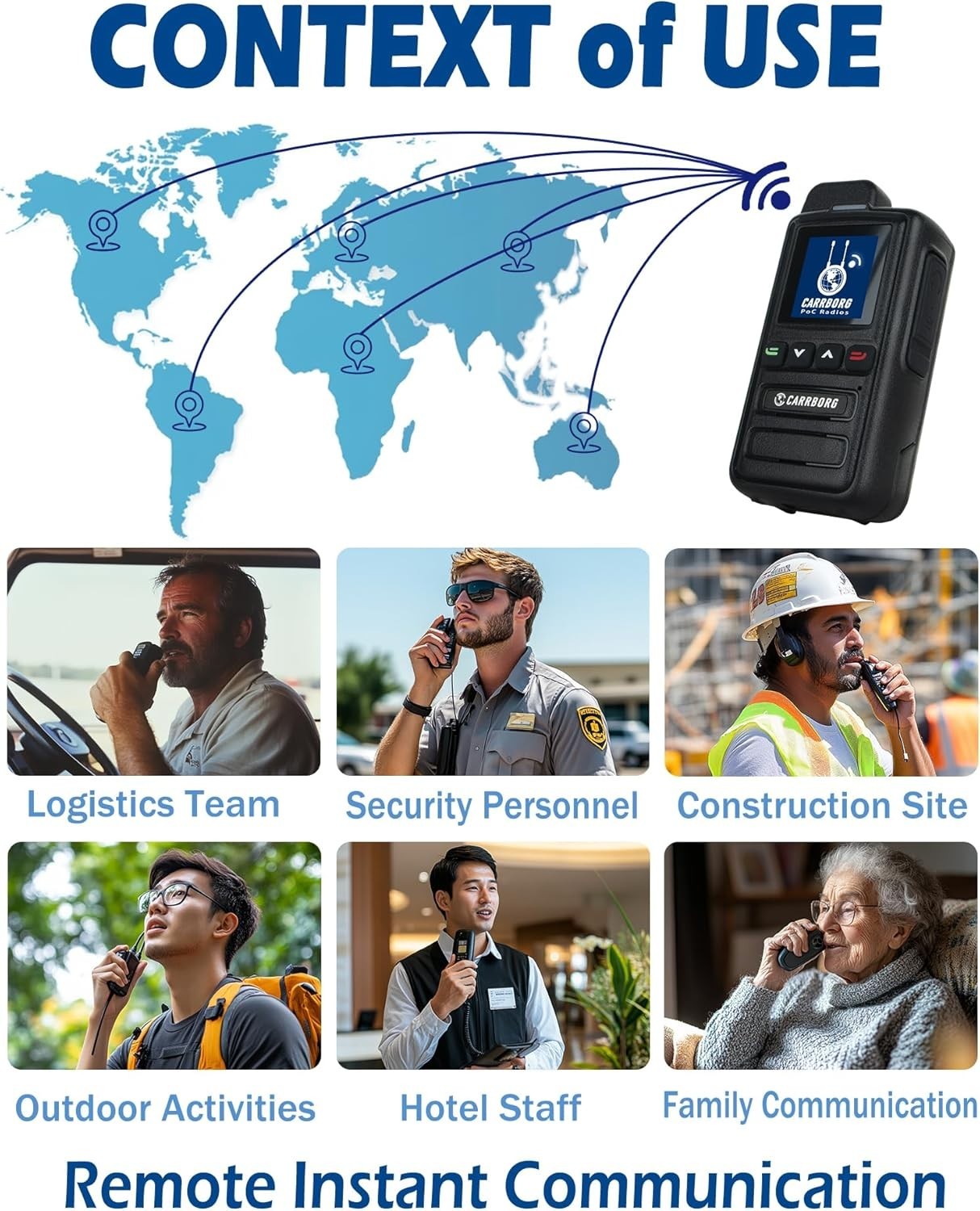 4G LTE Walkie Talkies Unlimited Range Global POC Radio 2 Pack SIM
