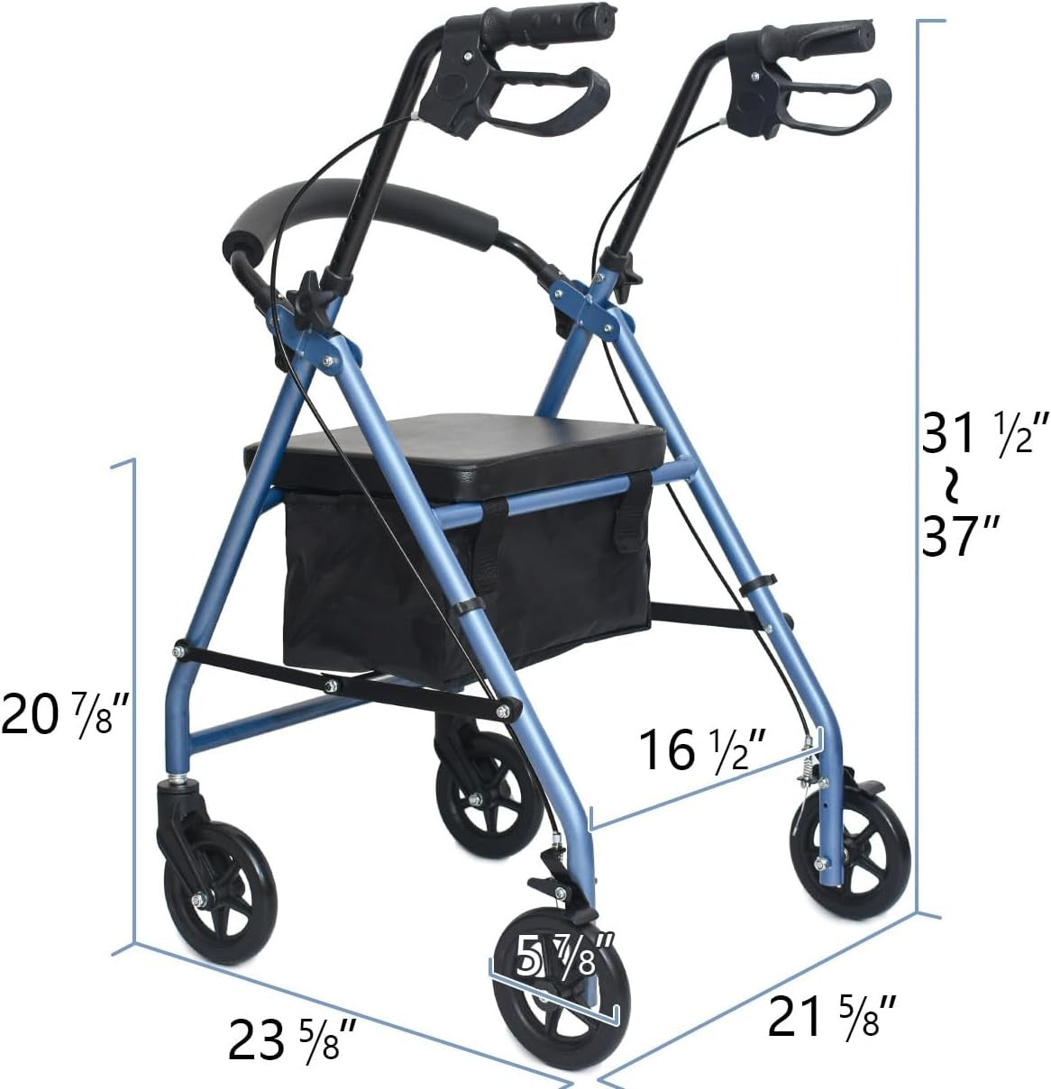 4 Wheel Rollator Walker with Seat Folding Adjustable Brakes